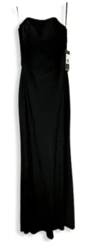 La Femme Maxi Dress Strapless Crisscross High Slit Full Length Black W US 0 NWT thumbnail 1