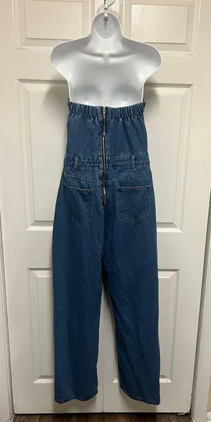 - [ ] Unbranded Wash Bandeau Style Straight Leg Denim Jumpsuit thumbnail 8