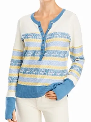 Free People We the Free Thermal Blue Size Small Boho to the woods long sleeve thumbnail 1