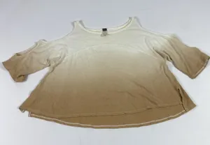 We The Free Shirt Womens XS Beige Ombre Cold Shoulder Scoop Neck Top Free People thumbnail 1