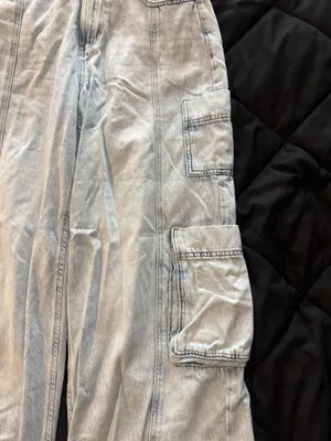 {SO} Light Blue High-Rise Utility Cargo Wide Leg Jeans thumbnail 3