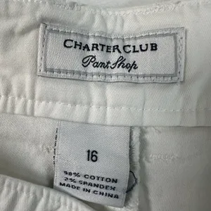 Charter Club Pant Shop Cream Cotton Stretch Bermuda Shorts Womens Size 16 thumbnail 3