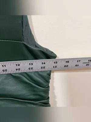 NWOT By Anthropologie Green Twist-Front Faux Leather Dress Size 8 thumbnail 6