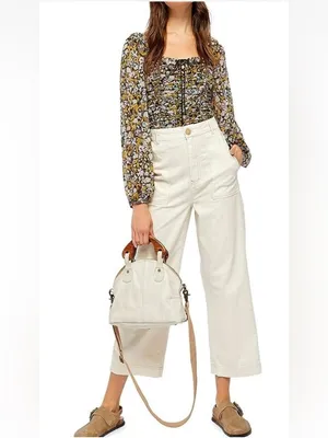 Free People Sunday Skies Wide Leg Pants in Cream Size 4 thumbnail 4