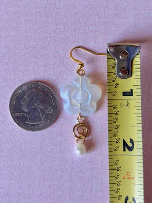 Handmade flower & swirl cute fairy dangle earrings 💐🌀🩵 thumbnail 6