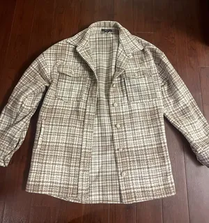 Forever 21 Brown and White Plaid Shacket thumbnail 1