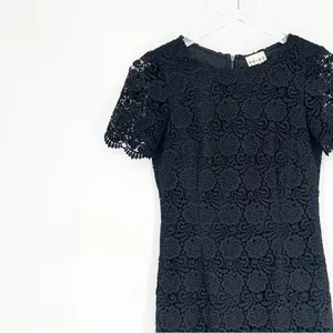 Reiss Swift Guipure Lace Short Sleeve Cocktail Shift Mini Dress Women's‎ 0 Black thumbnail 4