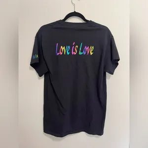 PRIDE Love Is Love Rainbow Graphic Tee Unisex T-shirt Adult Sz M EUC thumbnail 2