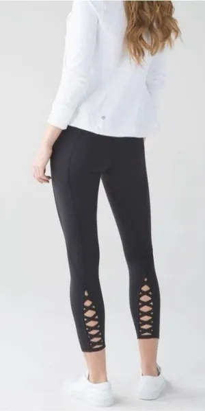 Lululemon size 4 black Lululemon leggings full length ballet crisscross thumbnail 1