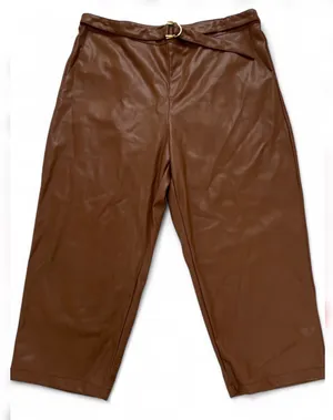 Marc New York Brown Faux Leather High-Rise Cropped Pants With Belt Size 16 NWT thumbnail 2