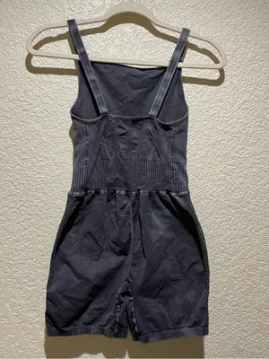 Free People Good Karma High Neck Runsie Ice Black Wash Romper Size M thumbnail 3