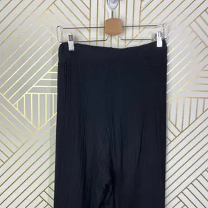 Zara‎ Pants Textured Weave with Contrasting Hem Ribbed Black Mauve Size Medium thumbnail 8