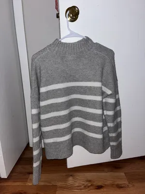 Grey Striped Sweater Gray Size M thumbnail 2