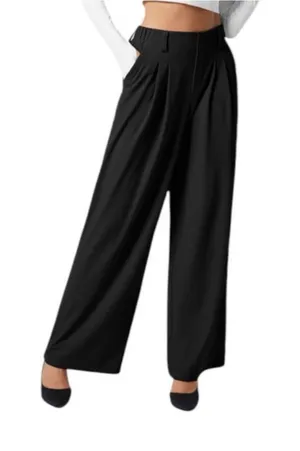 M(Tall) Halara High Waisted Plicated Side Pocket Wide Leg Waffle Work Pants thumbnail 1