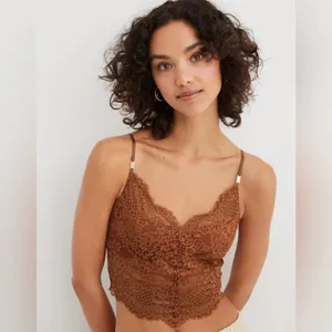 Aerie Brown Show Off Lace‎ Corset Bra Top thumbnail 10
