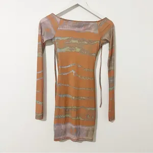 SKIMS Jelly Sheer Off The Shoulder Dress in Tie Dye Size Small S thumbnail 7