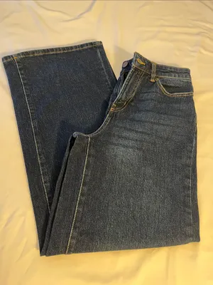 High-Rise Wide-Leg Jeans in Dark Blue thumbnail 10
