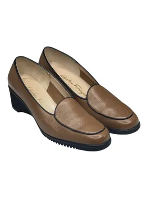 Salvatore Ferragamo ✽ Sculptural Wedge Heel Loafers ✽ Golden Brown Leather ✽ 5M thumbnail 10