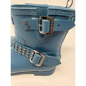 Hunter Refined Stud Biker Rain Boots Matte Blue Ankle Waterproof Studded US 6 thumbnail 4