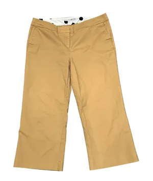 Boden Khaki Cropped‎ Capri Pants Cotton Stretch Tab Front Career 12R thumbnail 1