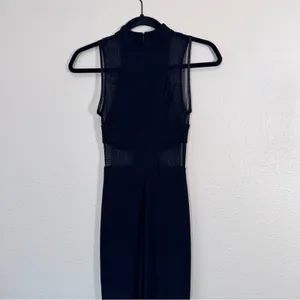 Betsy Adam Black Mesh Illusion Mesh Cut Out Maxi Dress Womens 0 Formal Black Tie thumbnail 10