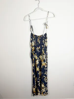 Reformation Kourtney Dress Navy Blue Floral Size 4 thumbnail 5