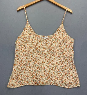 Reformation Floral V-Neck Camisole Top Cream Orange XL 22587 RN143248 thumbnail 1