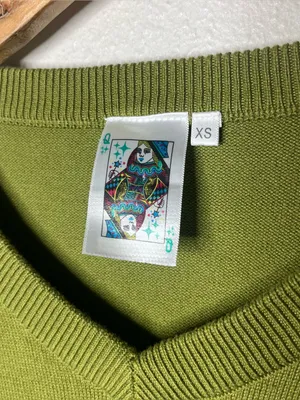 Queen of Sparkles Olive Martini Queen V Neck Sequin Elbow Patches Sweater thumbnail 7