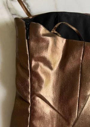 ZARA Metallic Bronze Ruched Tapered Strapless Top thumbnail 11