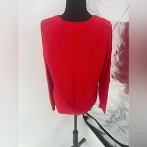 Gap Red Cable Knit Crew Neck Sweater Diamond Knit Pullover Top‎ New s-16 thumbnail 5