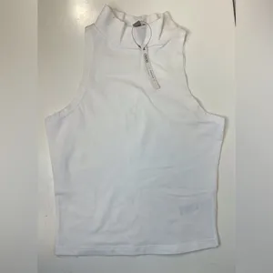 ASOS NWT Women’s White Cut Out Sleeveless Cotton Tank Top‎ Size 4 thumbnail 3