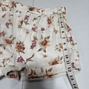 American Eagle Mom Short Womens 4 High Waist Cuffed Pleated Off White Floral thumbnail 13