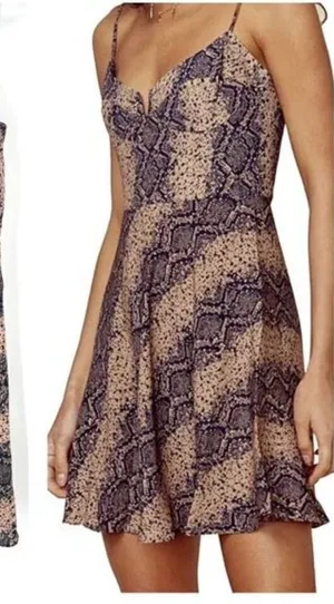 Blue Life Women's Snake‎ Print Sweetheart Corset V-Neck Mini Dress Brown Medium thumbnail 1