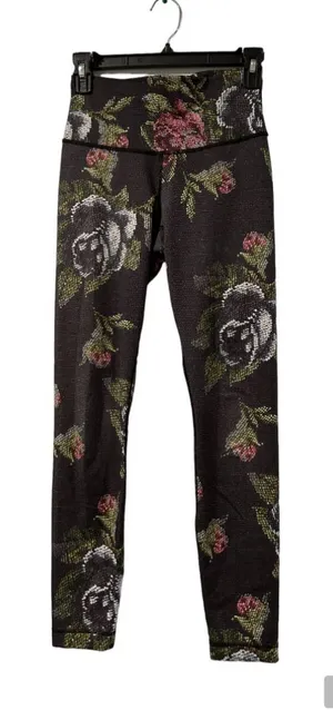Lululemon Athletica Womens Wunder Under Leggings Multicolor Floral 24 Inch Waist thumbnail 1