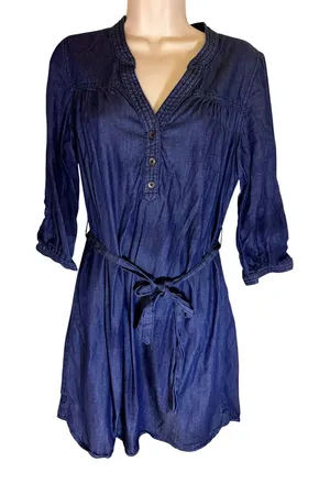 Gap Indigo Chambray Tie-Waist Dress |‎ 100% Cotton | Fall 2012 | Size M thumbnail 1