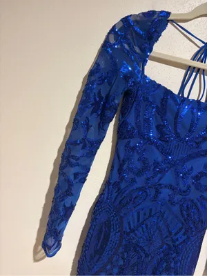 Lucy in the Sky Sequin Square Neck Bodycon Homecoming Dress Royal Blue Small thumbnail 8