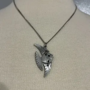 Angelfish Necklace Silver Pewter Toned Vintage thumbnail 8