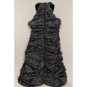 Zara Mini Dress Small Criss Cross Halter Sparkly Ruched Bodycon Party Cocktail thumbnail 2