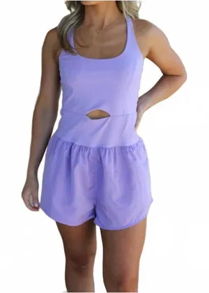 Romp around town TCEC purple cutout athletic romper from hazel & olive boutique thumbnail 1