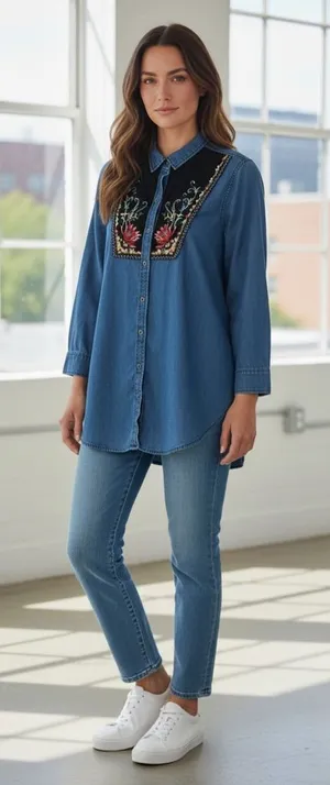 Holding Horses Embroidered Western Button Up Shirt Womens Size 6 Boho Cowgirl thumbnail 1