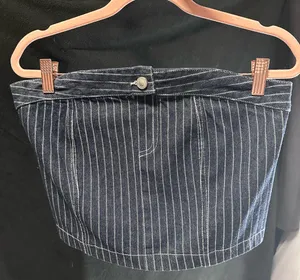 Edikted Strapless denim Top  thumbnail 1
