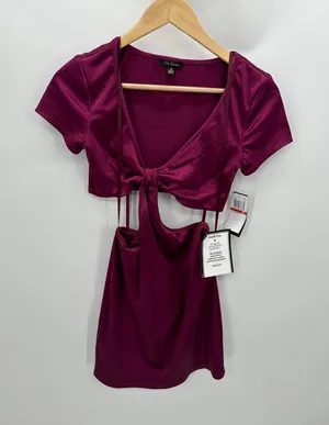 City Studio Womens Cut Out‎ Bodycon Dress Size XS Wine Cocktail Event Party thumbnail 1