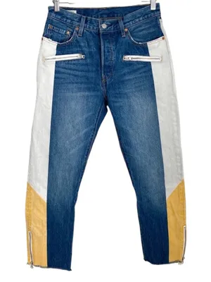 LEVIS Colorblock High-Rise MOTO SHOW TEETH ZIPPER CUFF Jeans 27 thumbnail 9