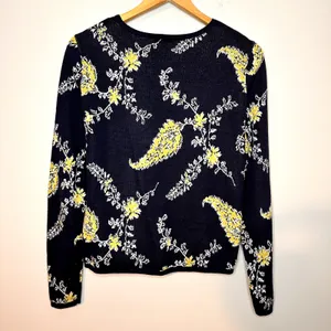 Ann Taylor Factory Zip Up Long Sleeve‎ Floral Sweater Size S Chic Career Office thumbnail 4
