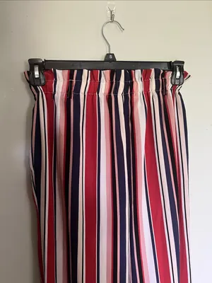 Active USA Red, Navy, White & Pink Striped Wide-Leg Pants thumbnail 3