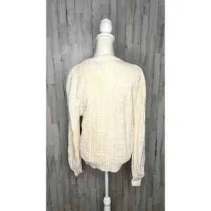 Vintage J.G. Hook Women's XL Ivory Knit Anchor‎ Long Sleeve Pullover Sweater thumbnail 4