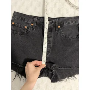 Levi's 501 Black Washed-out Denim Cut-off Button Fly Summer Beach Shorts 28 thumbnail 7