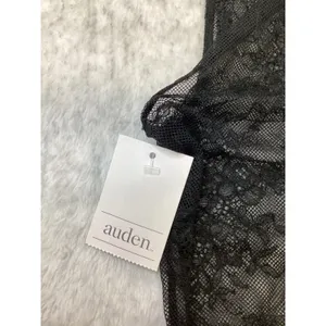 Auden Womens Black Floral Lace Sleeveless Thong Bodysuit Large‎ 023102212 thumbnail 3