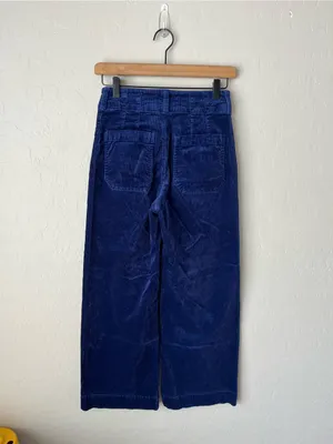 Maeve Anthropologie Wide Leg Corduroy Colette Crop Royal Blue Pants Size 26 thumbnail 3