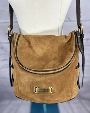 MAXX New York Signature Brown Suede Shoulder Bag Medium Large thumbnail 1